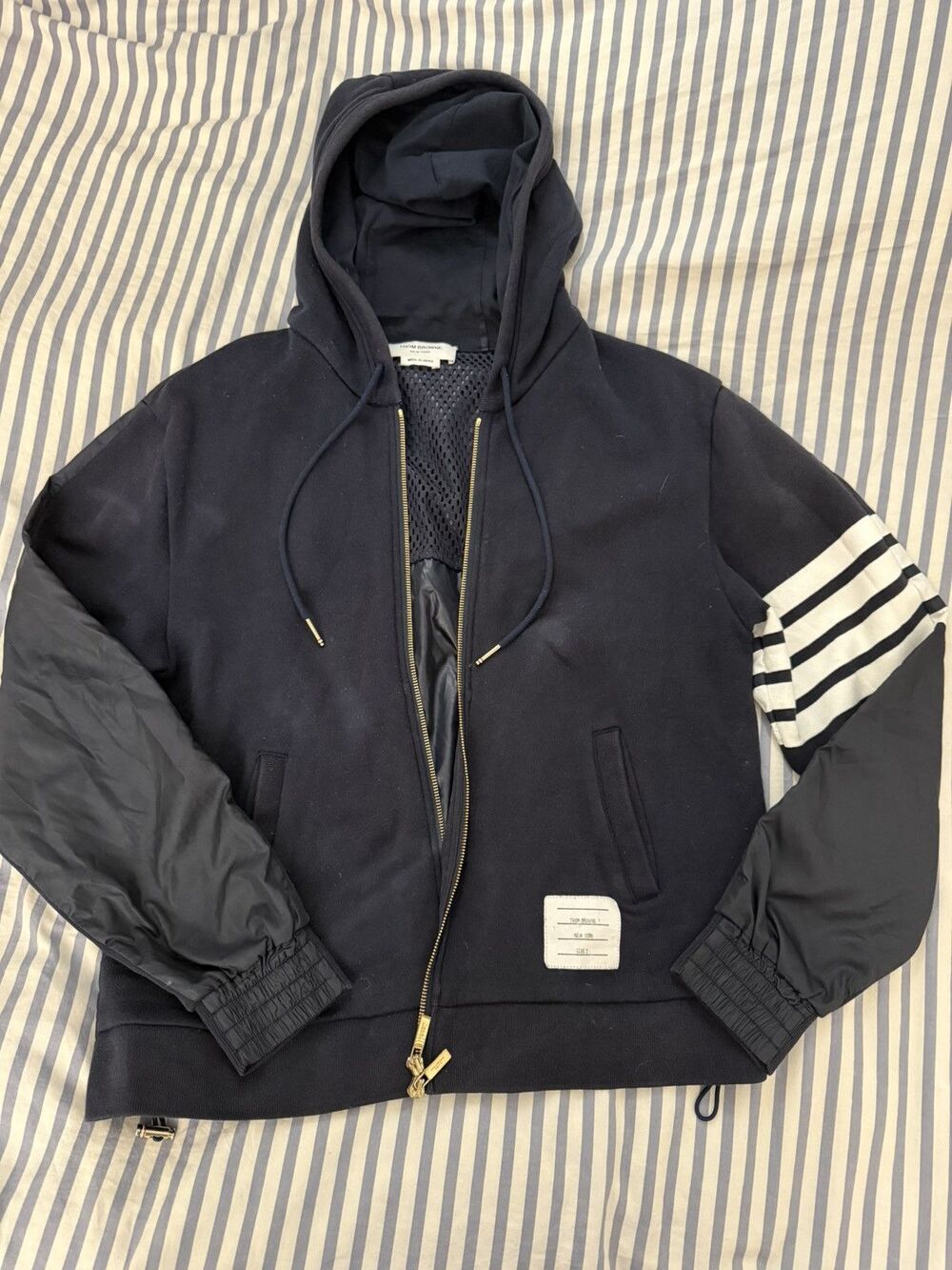 Thom Browne 4-Bar Zip Up Hoodie
